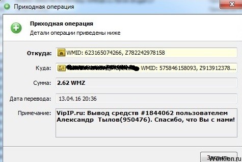 вывод денег с vipip