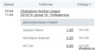 Онлайн ставки на хоккей