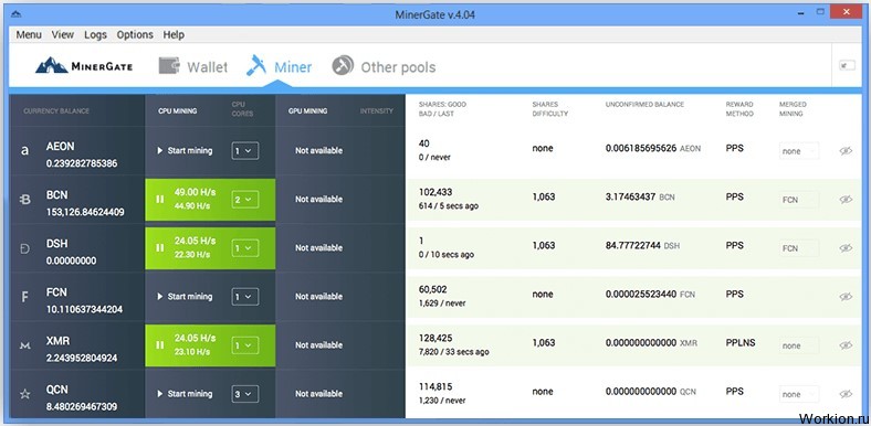 Заработок на майнинге с Minergate
