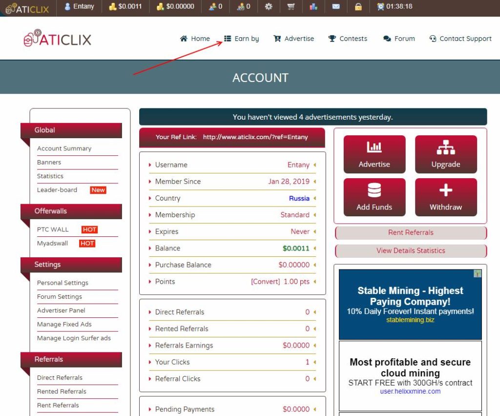 Зарубежный кликовый спонсор Aticlix - обзор и отзывы