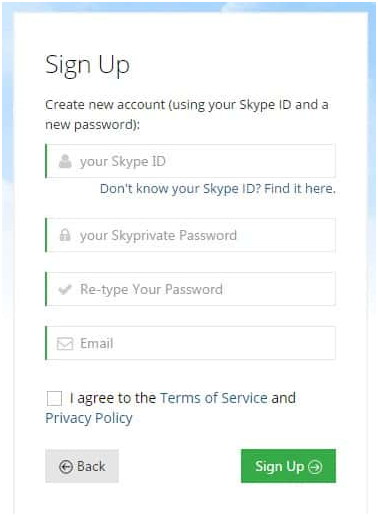 SkyPrivate регистрация
